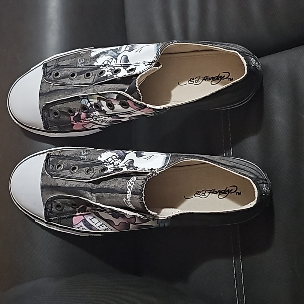 Ed Hardy Slip-on Laceless Skull Sneakers